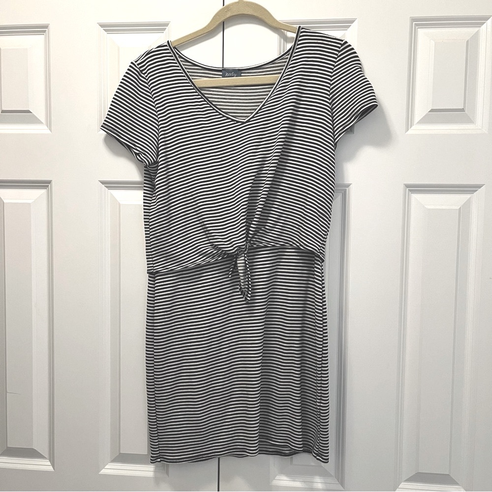 Neely Dress black and white stripe size M faux two piece
